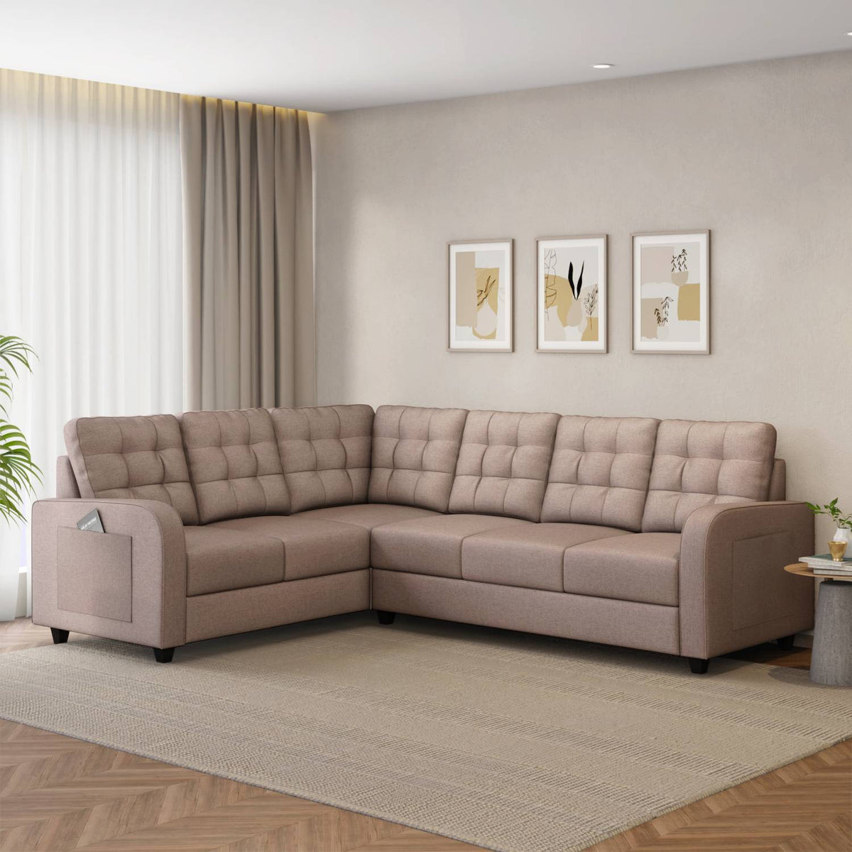 Nilkamal Protean Plus Corner Right Hand Side Sofa (Brown) Nilkamal
