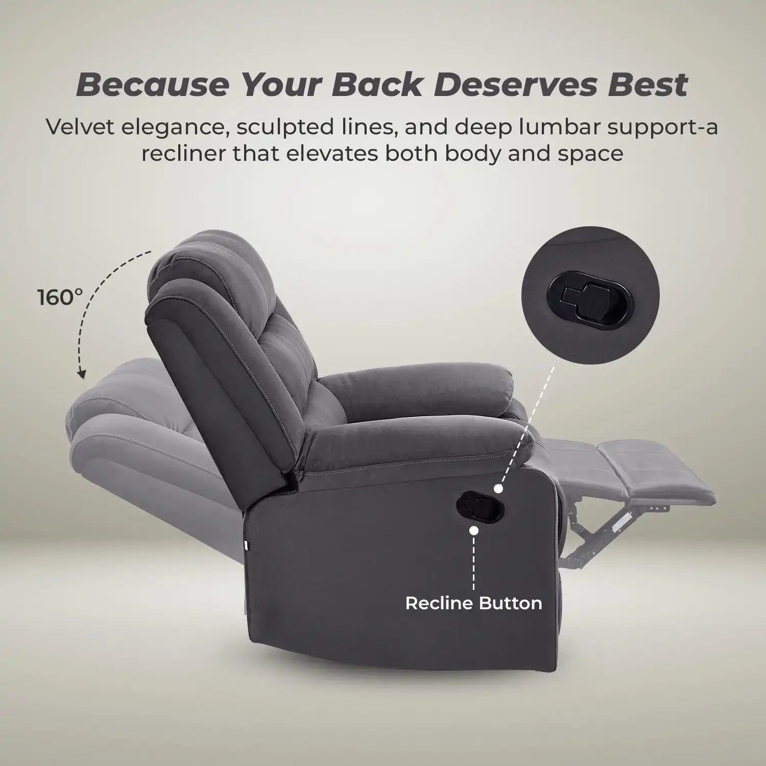 Nilkamal Sierra 1 Seater Manual Recliner Sofa (Brown)