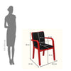 Nilkamal Luxe Full-Back Cushioned Plastic Chair (Bright Red & Black) - Size In Centimeter