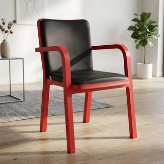 Nilkamal Luxe Full-Back Cushioned Plastic Chair (Bright Red & Black)