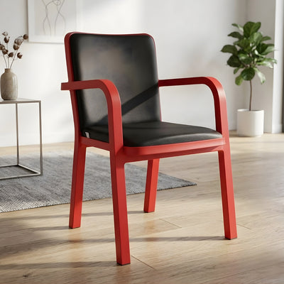 Nilkamal Luxe Full-Back Cushioned Plastic Chair (Bright Red & Black) - Main View