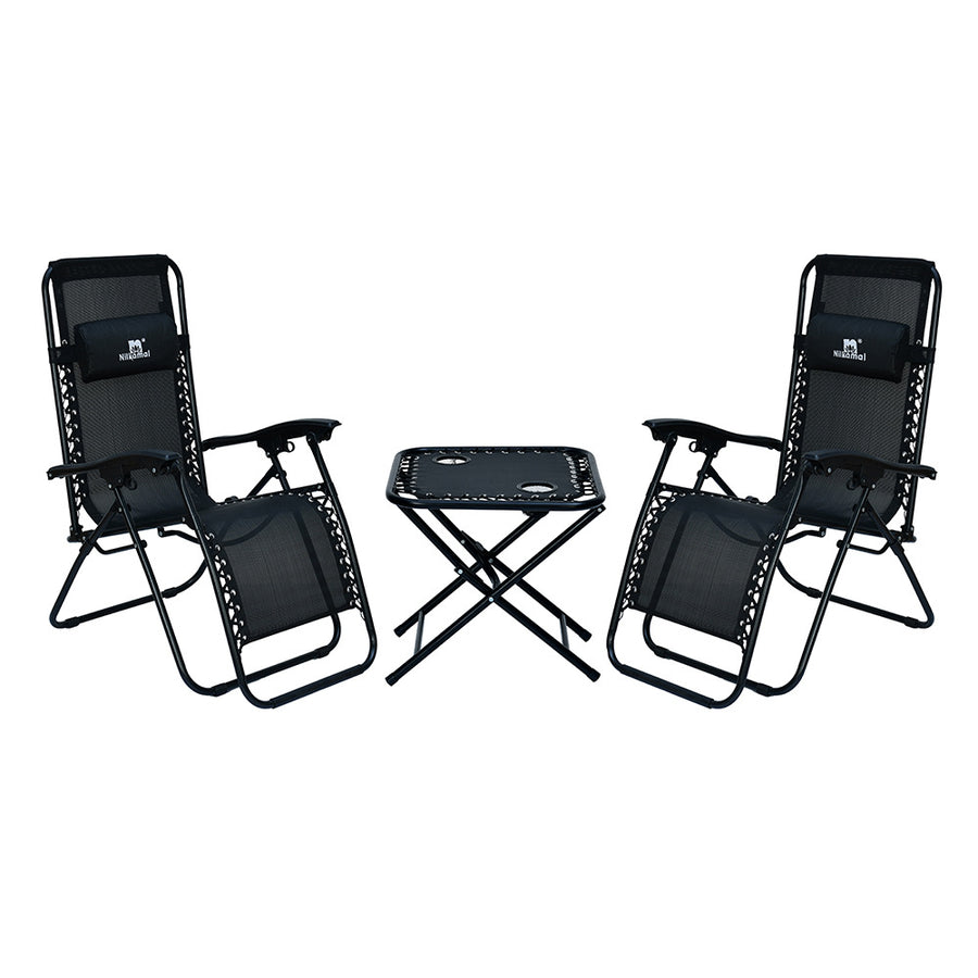 Nilkamal Lisle Foldable Easy Chairs Set (Black)