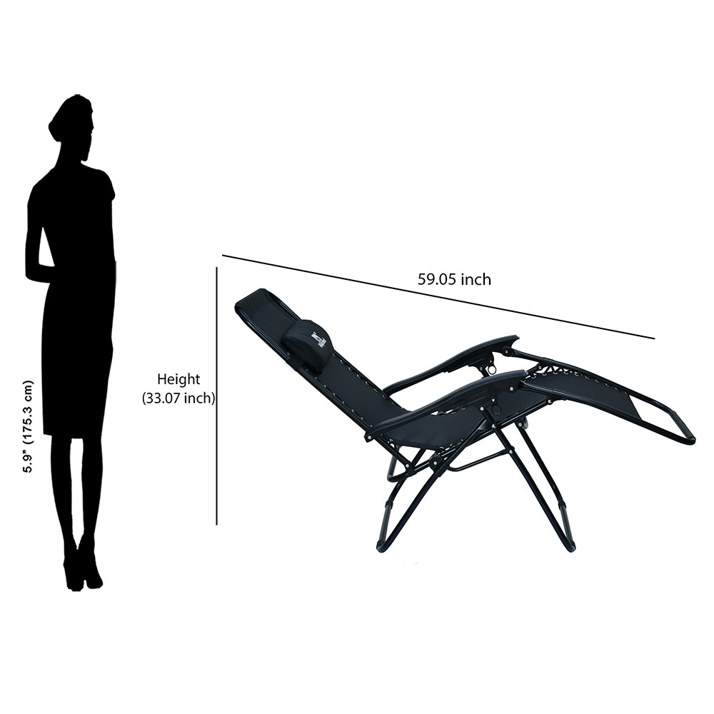 Nilkamal Lisle Foldable Easy Chairs + Table Set (Black)