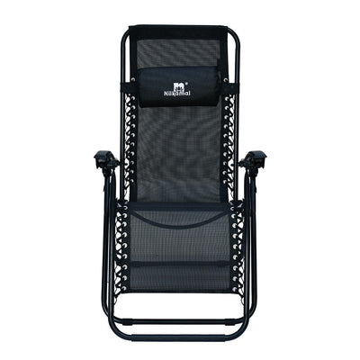 Nilkamal Lisle Foldable Easy Chairs + Table Set (Black)