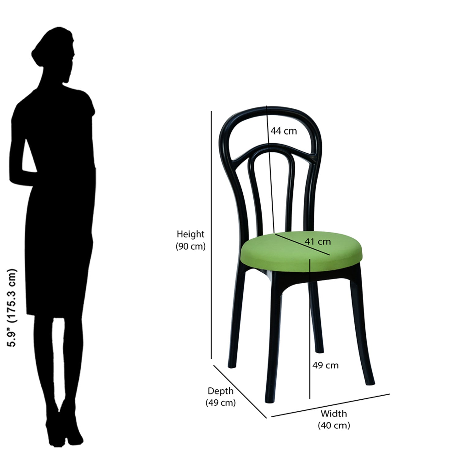 Nilkamal CHR4040 Armless Chair with Leatherette Cushion