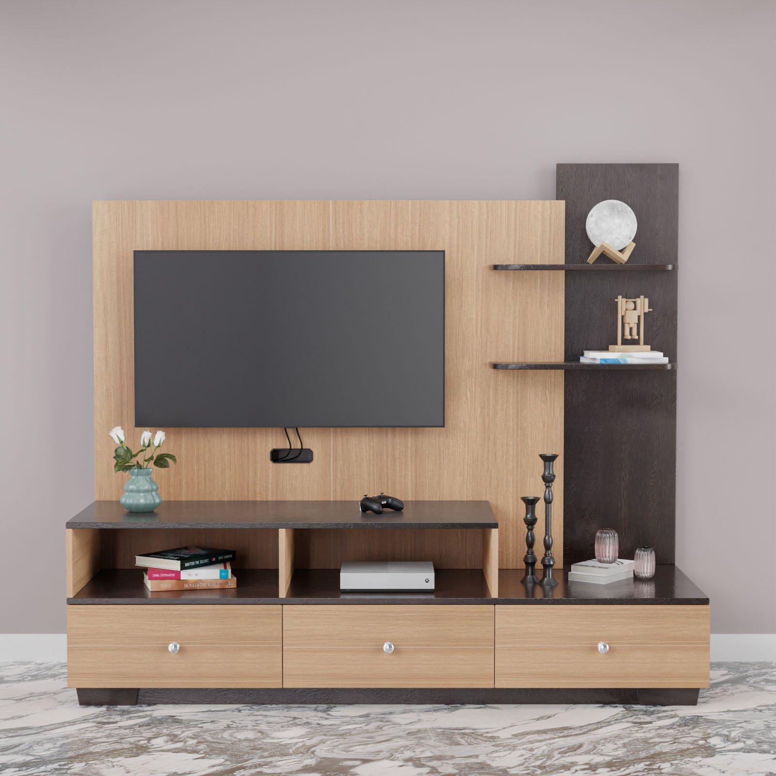 Nilkamal Macario Wall Unit (New Wenge / Urban Teak)