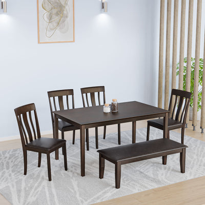 Nilkamal Magnito 6 Seater Dining Set with Bench (Brown)