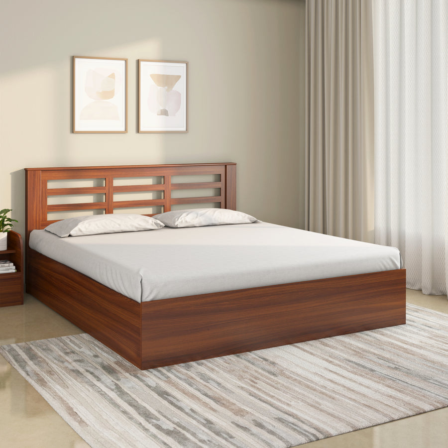 Nilkamal Maple Max Solid Wood Bed With Box Storage (Walnut)