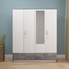 Nilkamal Marbito 4 Door Wardrobe With Mirror (White) - Front View