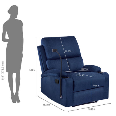 Nilkamal Matt 1 Seater Manual Recliner with Cup & Mobile Holder (Blue)