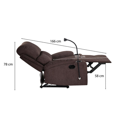 Nilkamal Matt 1 Seater Manual Recliner with Cup & Mobile Holder (Cocoa Brown)