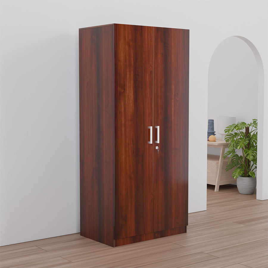 Max 2 Door Engineered Wood Wardrobe without Mirror (Samoa Teak)