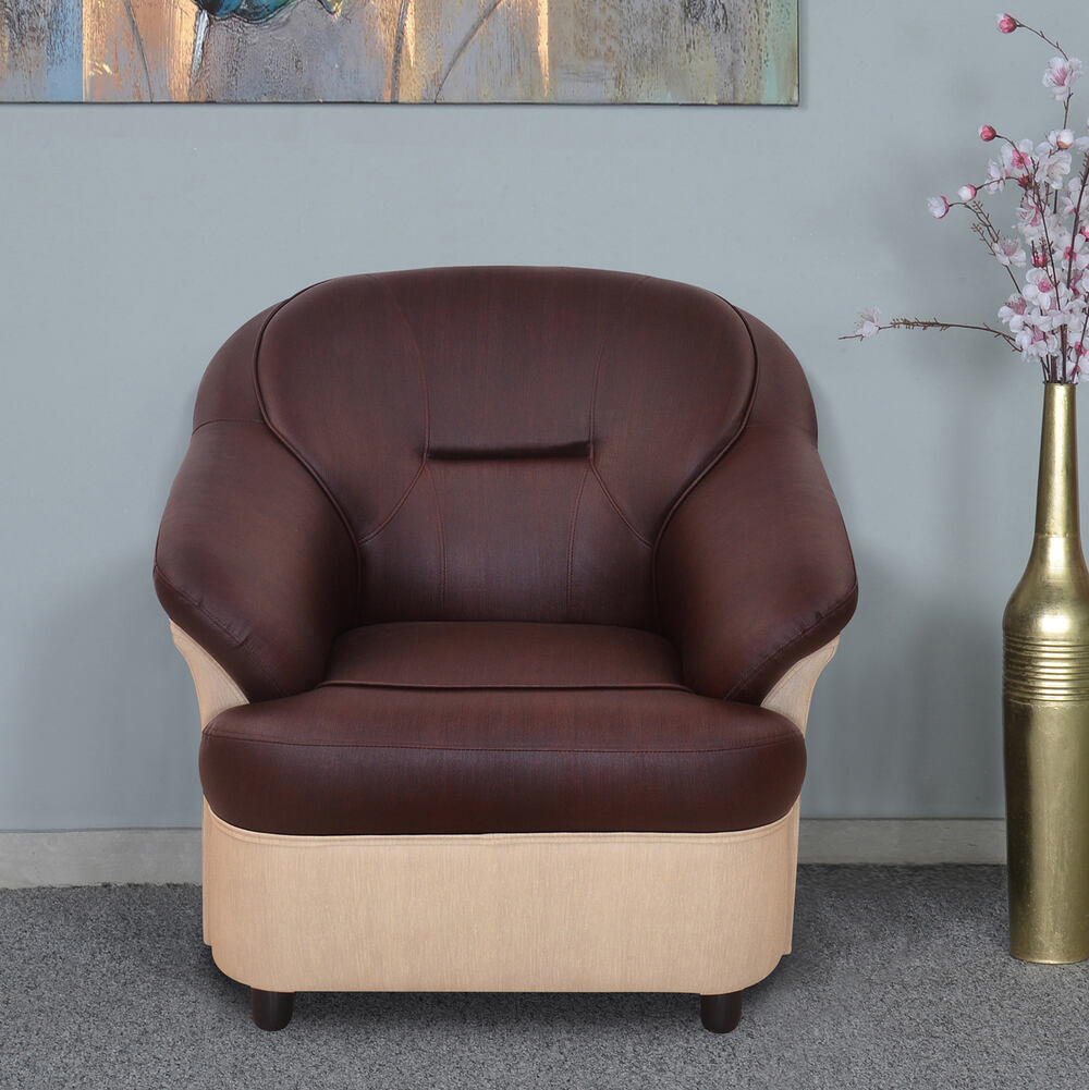Nilkamal Mifa 1 Seater PVC Sofa (Maroon/Beige)