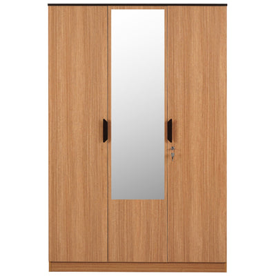 Nilkamal Milford 3 Door Wardrobe With Mirror (Urban Teak)
