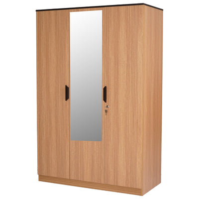 Nilkamal Milford 3 Door Wardrobe With Mirror (Urban Teak)