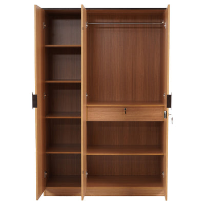 Nilkamal Milford 3 Door Wardrobe With Mirror (Urban Teak)