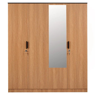 Nilkamal Milford 4 Door Wardrobe With Mirror (Urban Teak)