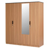 Nilkamal Milford 4 Door Wardrobe With Mirror (Urban Teak) - Slight Side View