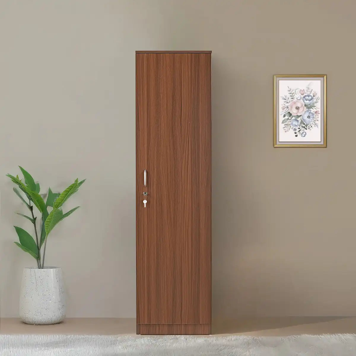 Nilkamal Joyce 1 Door Wardrobe (Classic Walnut)