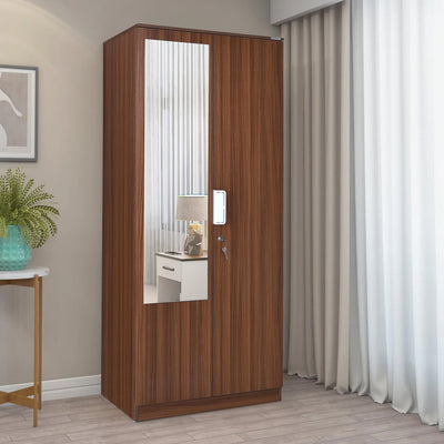 Nilkamal Joyce 2 Door Wardrobe With Mirror (Classic Walnut)