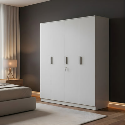 Nilkamal Joyce 4 Door Wardrobe (Frosty White)