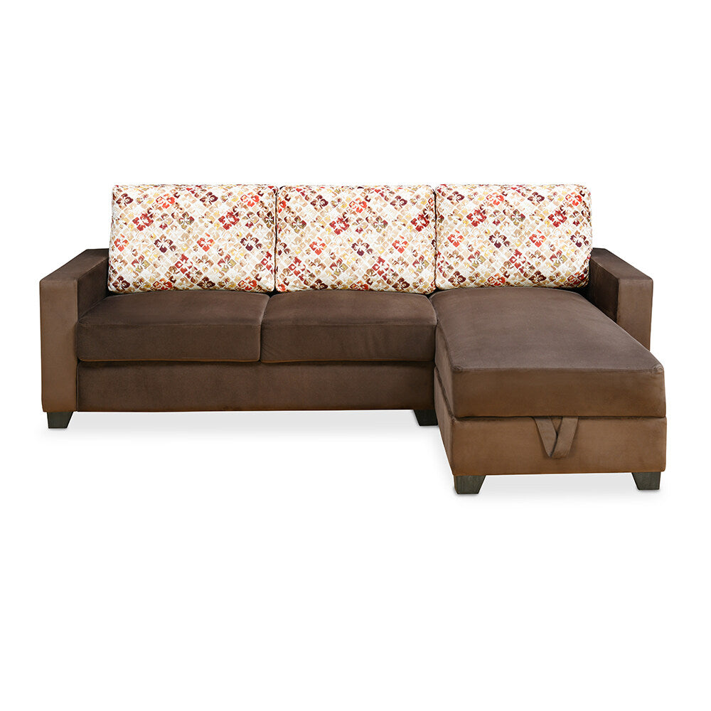 Nilkamal Marigold Velvet Fabric Lounger Sofa (Choco Brown)