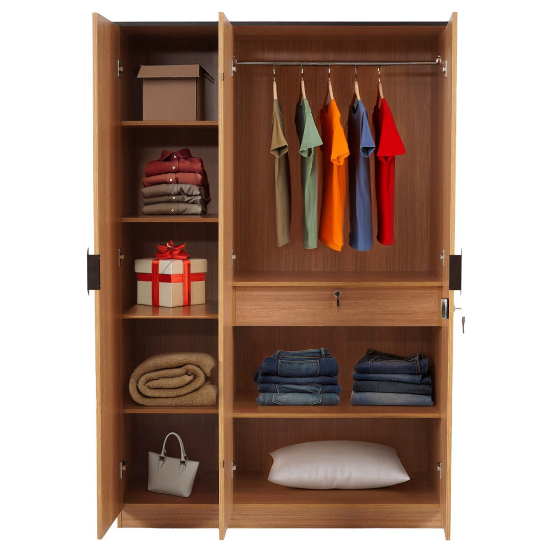 Nilkamal Milford 3 Door Wardrobe  (Urban Teak)