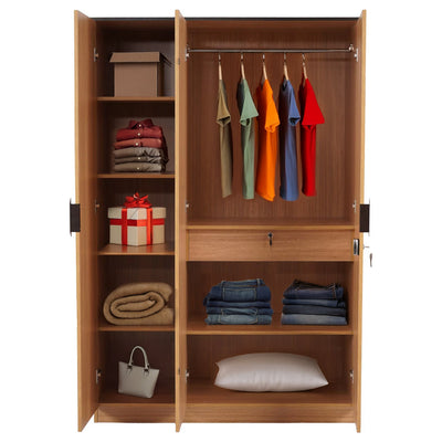 Nilkamal Milford 3 Door Wardrobe  (Urban Teak)