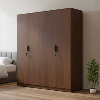 Nilkamal Milford 4 Door Wardrobe (Classic Walnut)