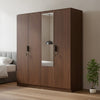 Nilkamal Milford 4 Door Wardrobe with Mirror (Classic Walnut)