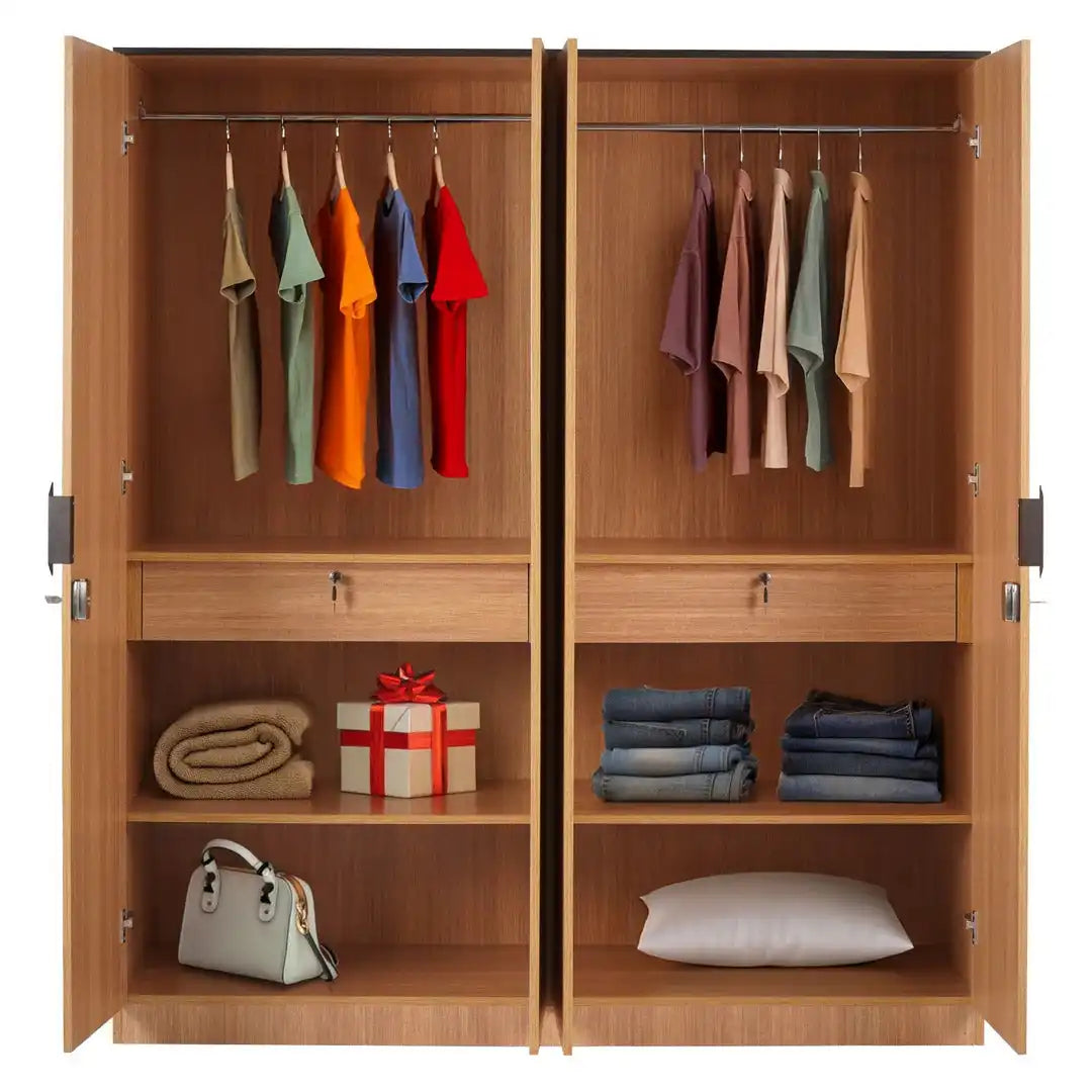 Nilkamal Milford 4 Door Wardrobe With Mirror (Urban Teak)