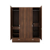 Nilkamal Mozart 4 Door Mirror Wardrobe (Walnut) - Front View With Open Storage