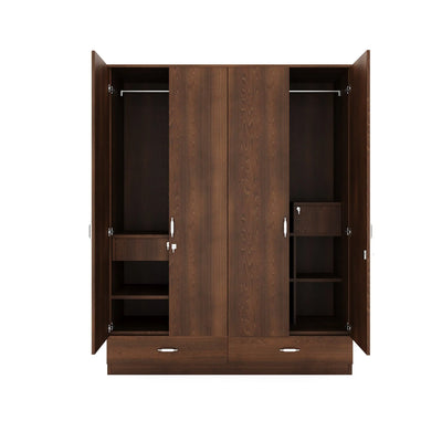 Nilkamal Mozart 4 Door Mirror Wardrobe (Walnut)