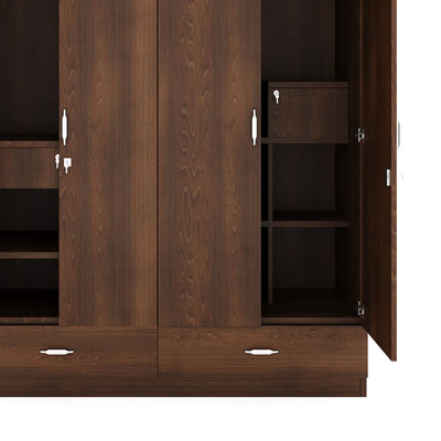 Nilkamal Mozart 4 Door Mirror Wardrobe (Walnut)