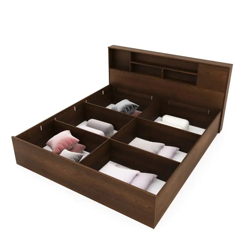 Nilkamal Mozart King Bed With Storage (Walnut)