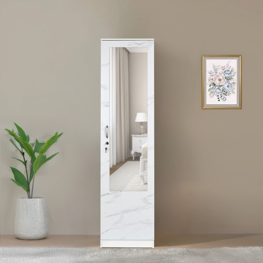 Nilkamal Marbito 1 Door Wardrobe With Mirror (White)