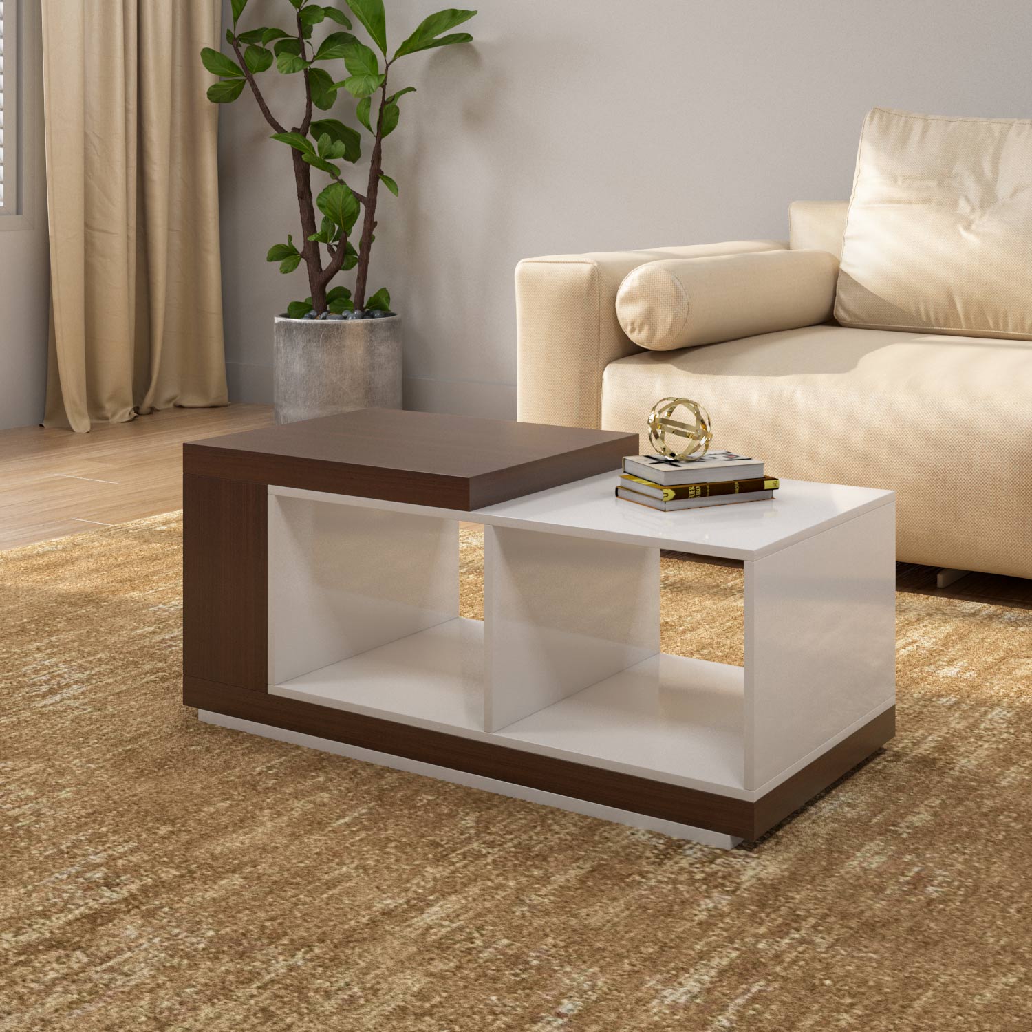 Buy Nilkamal Mono Coffee Table (Legno Oak/Frosty White) Online In