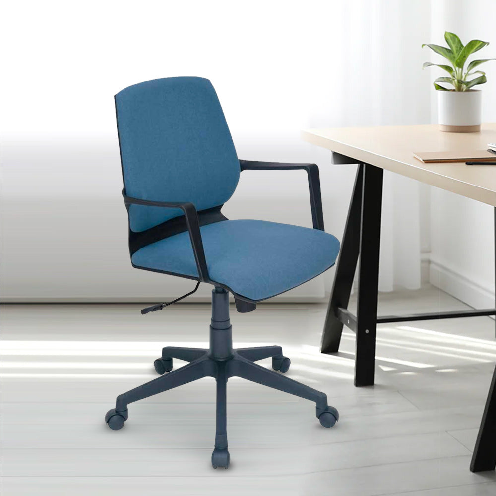 Nilkamal Prius Mid Back Nylon Star Base Office Chair (Black & Dark Blue)