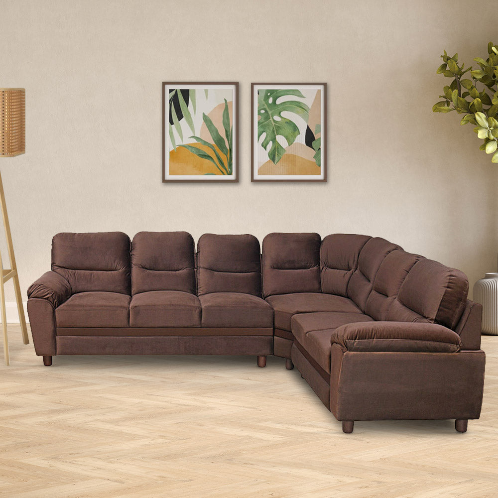 Nilkamal Rebecca Velvet Corner Sofa (Choco Brown)