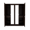 Nilkamal Riva 4 Door Wardrobe with Mirror (New Wenge) - Front View With Open Drawer