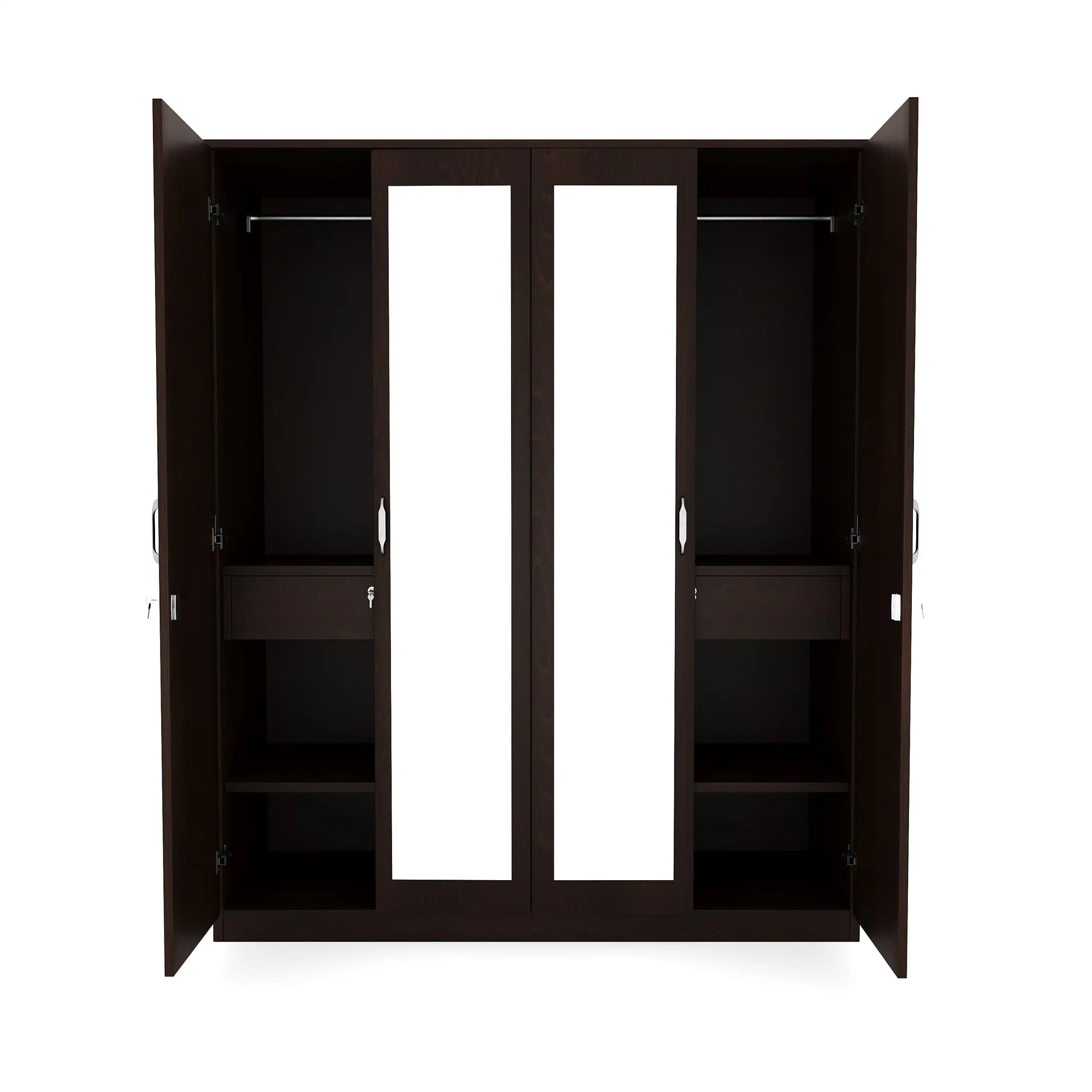 Nilkamal Riva 4 Door Wardrobe with Mirror (New Wenge)