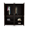 Nilkamal Riva 4 Door Wardrobe with Mirror (New Wenge) - Open Storage View