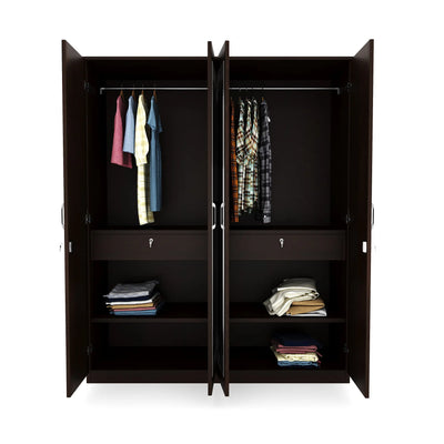 Nilkamal Riva 4 Door Wardrobe with Mirror (New Wenge)