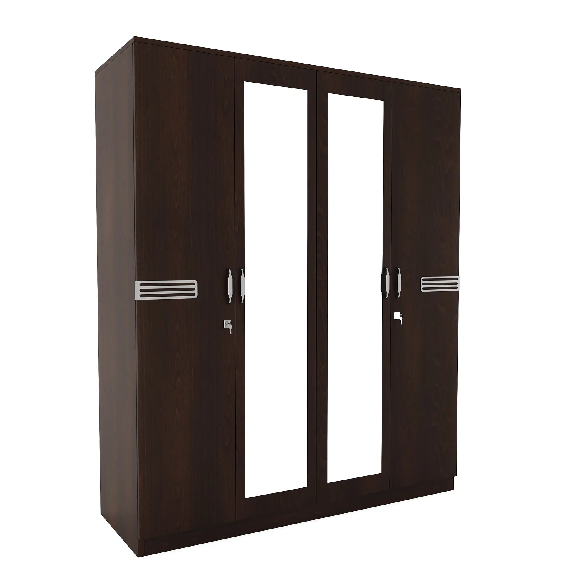 Nilkamal Riva 4 Door Wardrobe with Mirror (New Wenge)