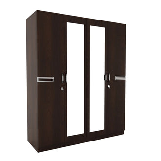 Nilkamal Riva 4 Door Wardrobe with Mirror (New Wenge)