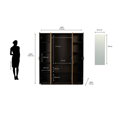 Nilkamal Willy 4 Door Mirror Wardrobe (New Wenge / Sonama Oak)