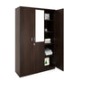 Nilkamal Willy 3 Door Wardrobe with Mirror (New Wenge) - Slight Side View With Open Storage