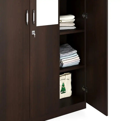 Nilkamal Willy 3 Door Wardrobe with Mirror (New Wenge)