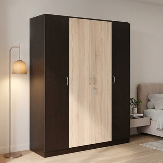 Nilkamal Willy 4 Door Wardrobe without Mirror (Wenge & Sonoma Oak)