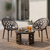 Nilkamal Crystal Chairs and Mystique Glass Top Coffee Table Plastic Outdoor Set (Weather Brown & Season Rust Brown)
